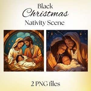 Zwarte kerststal PNG, zwarte kerststal, Afrikaanse kerststal, kerststal illustraties, Afro-Amerikaanse kerststal, zwarte baby Jezus png,