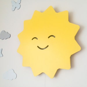 Nursery Night Light, Smiling Baby Sun Wooden Night Light, Newborn Gift, Gift for Baby or Toddlers and Kids, Baby Room Decor, Montessori