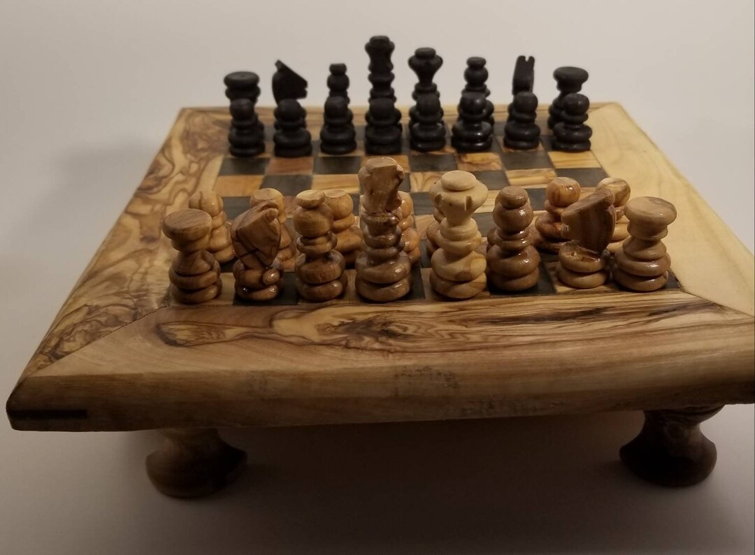 Olive Wood Chess Set With Playing Pieces. Etsy