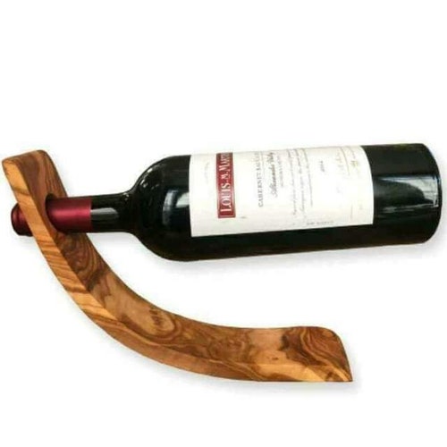 Olive Wood Wine Bottle Holder Etsy
