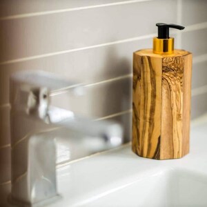 Wooden Hand Soap & Hand Lotion Dispensers | olive wood Dispensers | Soap Set | Hand Cream Soap | handmade wooden dspencers brown