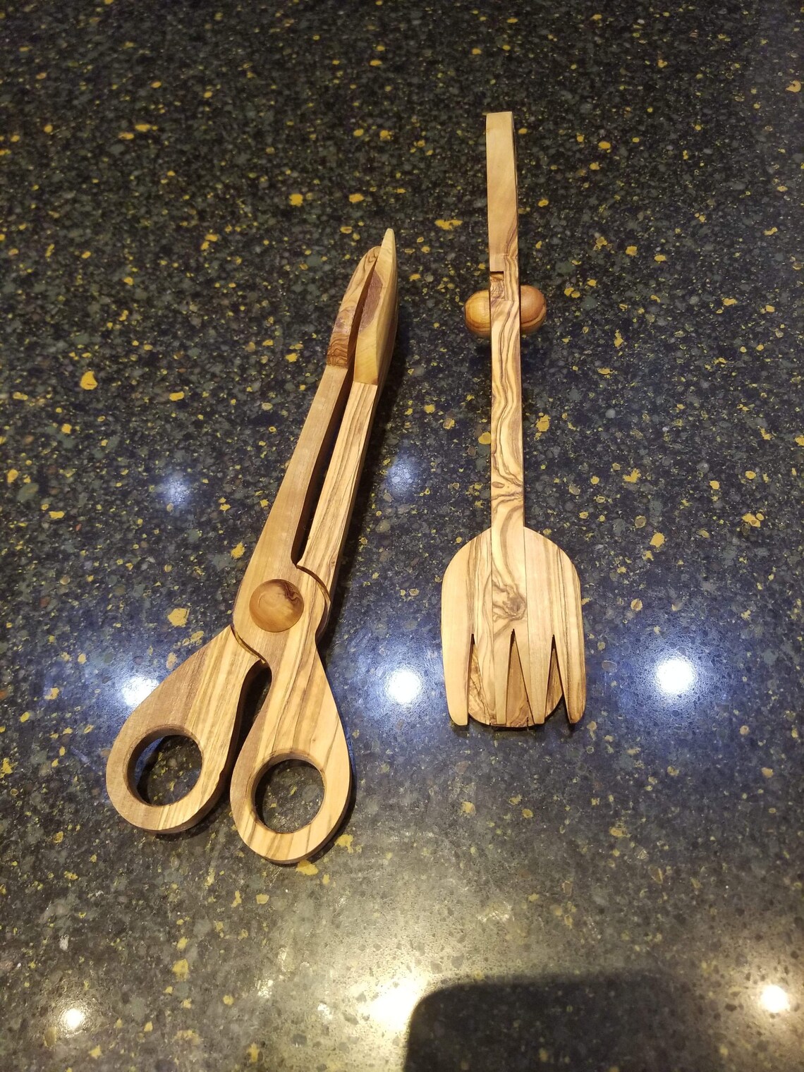 Olive Wood Salad Tongs Etsy