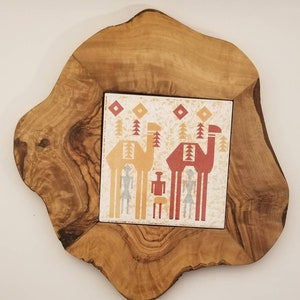 Olive Wood Ceramic Trivet