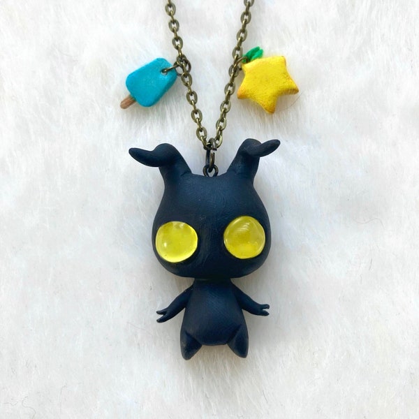 Kingdom Hearts Heartless Pendant Necklace with Paopu Fruit and Sea Salt Ice Cream Charms