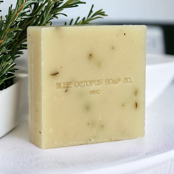 Rosemary + Thyme Handmade Soap Bar, Natural Soap Bar, Cold Processed Artisanal Soap, Handcrafted Hand and Body Cleansing Bar 4.8oz