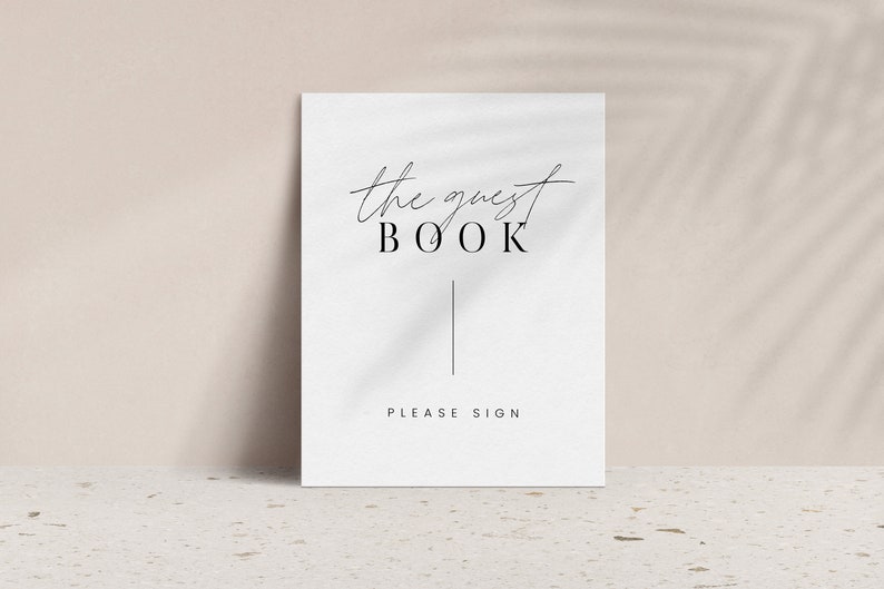 Templett Minimal Modern Guest Book Wedding Sign Template Digital Download Print Your Self