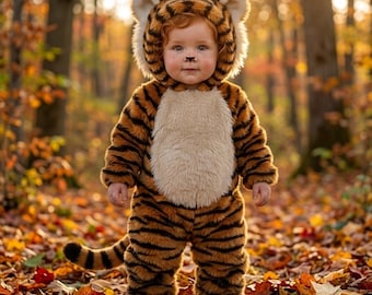 Tiger Toddler Costume | Baby Tiger Costume | Tiger Onesie | Jungle Animal Costume | Halloween Costume | Kids Dress Up Outfit