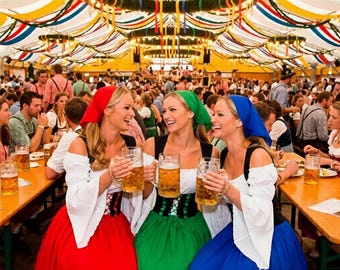 Beiers Oktoberfest-kostuum dames, traditionele Duitse dirndl-jurk, outfit biermeid wench, Halloween-volkskostuum met bandana