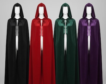 Velvet Hooded Cape Adult – Halloween, Cosplay & Party Cloak – 125cm Long Robe