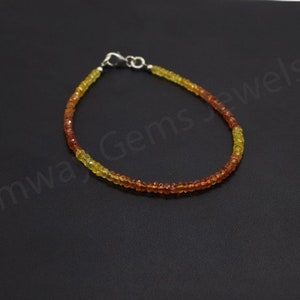 AAA+ Quality Natural Yellow Sapphire Faceted Rondelle Beads Bracelet,100% Natural Yellow- Orange Sapphire Earth Mine Sapphire Jewelry