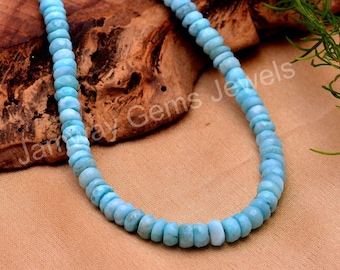 AAA Dominican Larimar Beaded Necklace, Natural Gemstone (4-5mm)