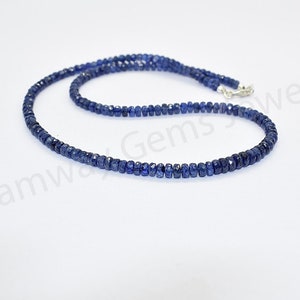 AAA+ ketting met natuurlijke saffierkralen, saffierketting met edelsteen, geboortesteen september, ketting met saffierkralen, saffierketting voor cadeau