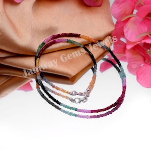 AAA Quality Multi Precious Beads Necklace Ruby Sapphire Emerald Faceted Rondelle Beads Multi Precious gemstone Necklace  2.5-3MM Gemstones