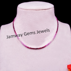 Natural Ruby Gemstone Beaded Necklace, Ruby Shaded Faceted Beads Necklace, Ruby Beaded Jewelry, 2.5-3MM Faceted Beaded Necklace,