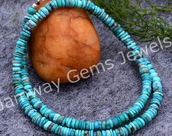 Natural Arizona Turquoise Beaded Necklace, Sterling Silver Clasp