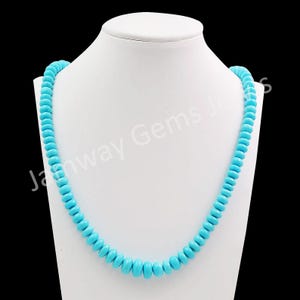 AAA Sleeping Beauty Turquoise Beads Necklace, Arizona Turquoise Rondelle Beaded Necklace, Blue Turquoise Beads Jewelry Gift for love, 4-6 MM