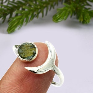 Natural Moldavite Ring Genuine Moldavite Ring for women,925 Silver Moldavite Ring Genuine Moldavite Ring Natural Moldavite Ring Gift For Her