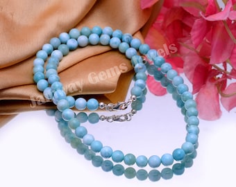 6mm Blue Aquamarine Faceted Roundel Gems Beads Necklace 925 Silver Clasp AAA 6mm Blue Aquamarine Faceted Roundel Gems Beads Necklace 925 Silver Clasp AAA