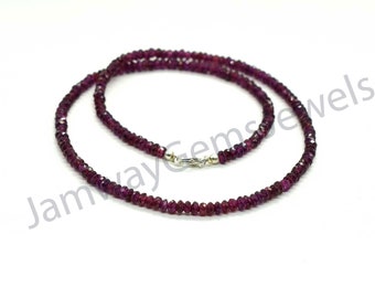 Natural GARNET Necklace, Garnet Jewelry, Garnet Beads Necklace, 4mm Garnet beaded necklace, Garnet gemstone necklace, Rhodolite Garnet