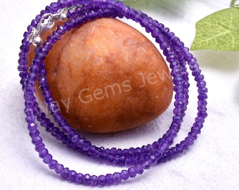 Halskette mit AAA-Amethystperlen, Verschluss aus Sterlingsilber