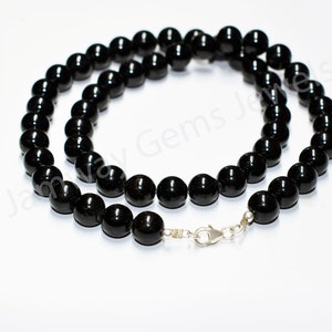 Black Onyx Beads Necklace | Unisex beaded Necklace | Black Onyx Necklace | Empath Protection Necklace | Strength Healing Crystal Necklace
