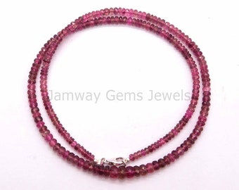 Natural Pink Tourmaline Necklace, 4-4.5 MM Pink Tourmaline Faceted Rondelle Beads Necklace, Pink Necklace October Birthstone Gift For Her