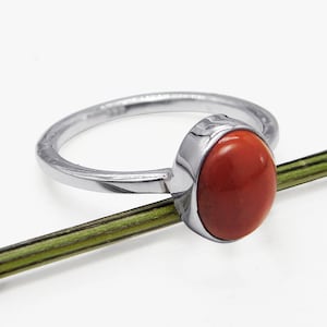 Natural Red Jasper Ring,Sterling Silver Jasper Ring, 925 Sterling Silver, Red Color Stone, Oval shape Stone Ring, Boho Jewelry, Womens Ring,