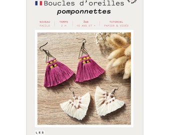 Kit Macramé Boucles d'oreilles - Pompons