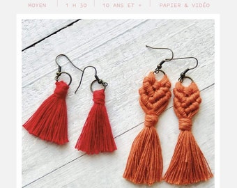 Kit Macramé Boucles d’oreilles - Noeuds & Pompons