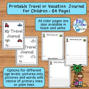 Printable Vacation or Travel Journal for Children