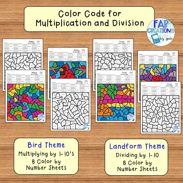 Multiplication and Division Color by Number-Color by Number for Kids-Color by Code Worksheets