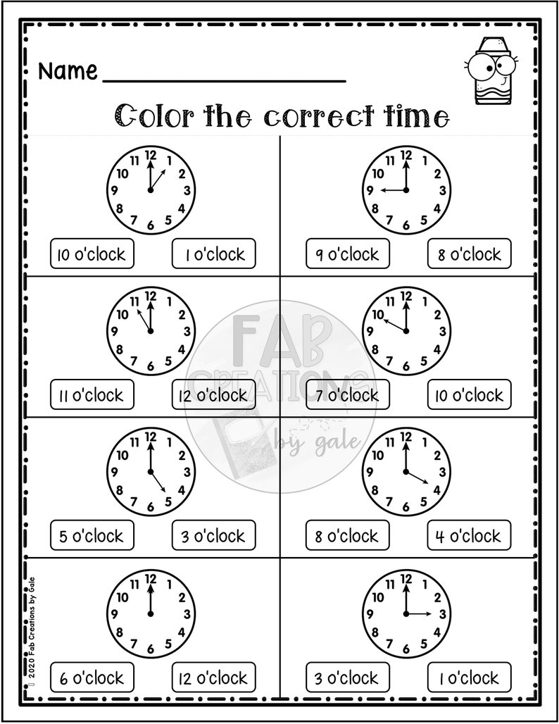 Telling Time to the Hour and Half Hour Etsy