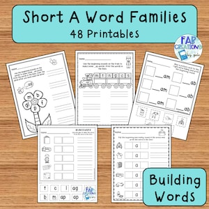 Short A Word Family Practice, Kindergarten and First Grade Phonics