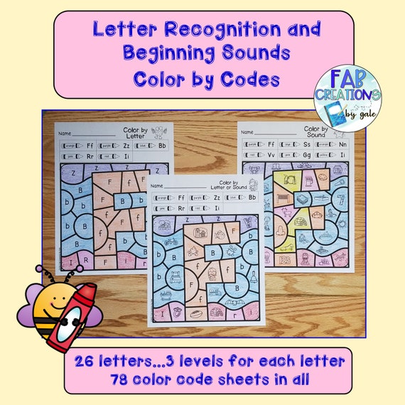 Letter Recognition Color by Code Worksheets: Beginning Sounds (Digital Download)