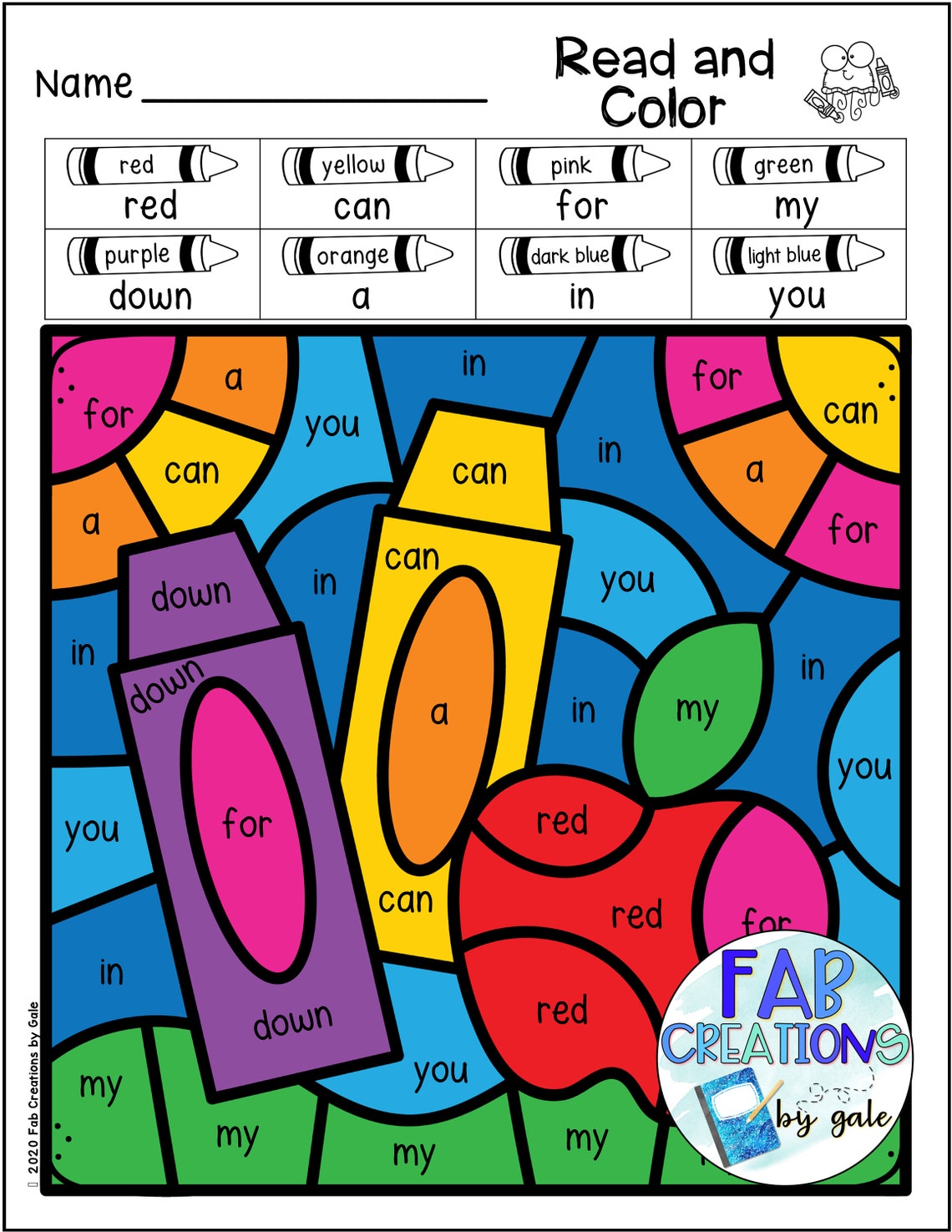 Sight Word Color by Code for High Frequency Words Firstthird Grade