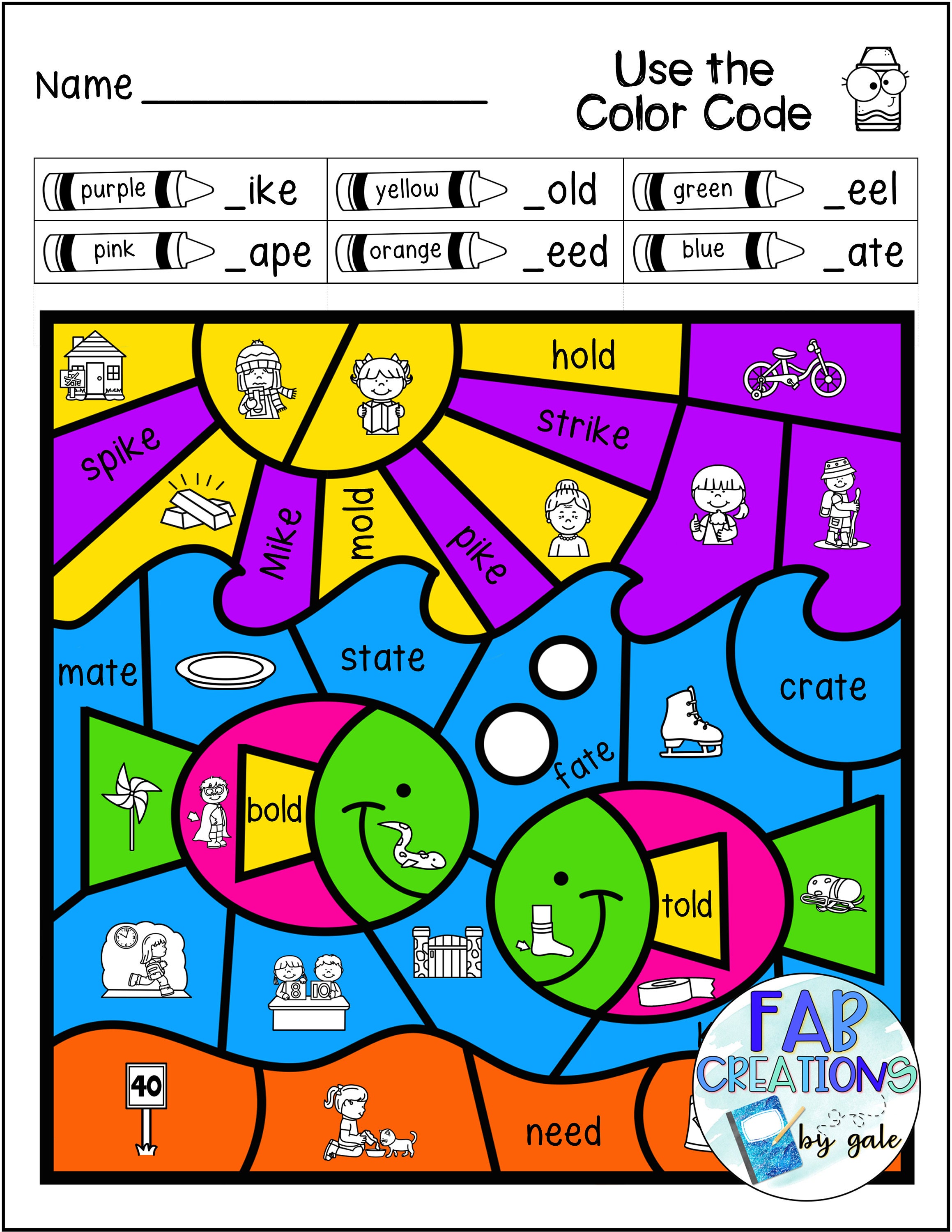 Phonics Color Code Worksheets: Blends, Digraphs, Vowels (digital ...