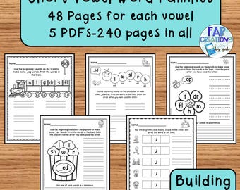 Short Vowel Sounds and Word Family Worksheets