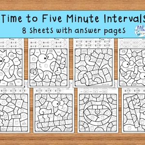 Telling Time Color by Code Worksheets: Math Activity (digital Download ...