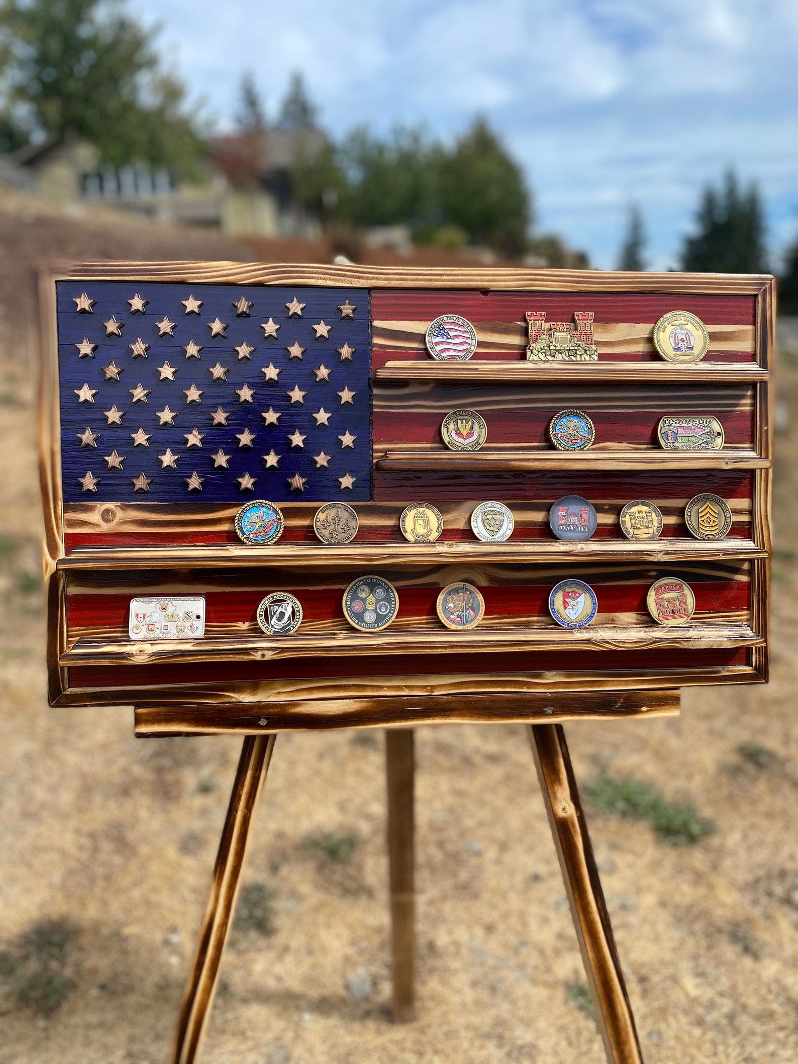 Small American Flag Challenge Coin Holder Etsy