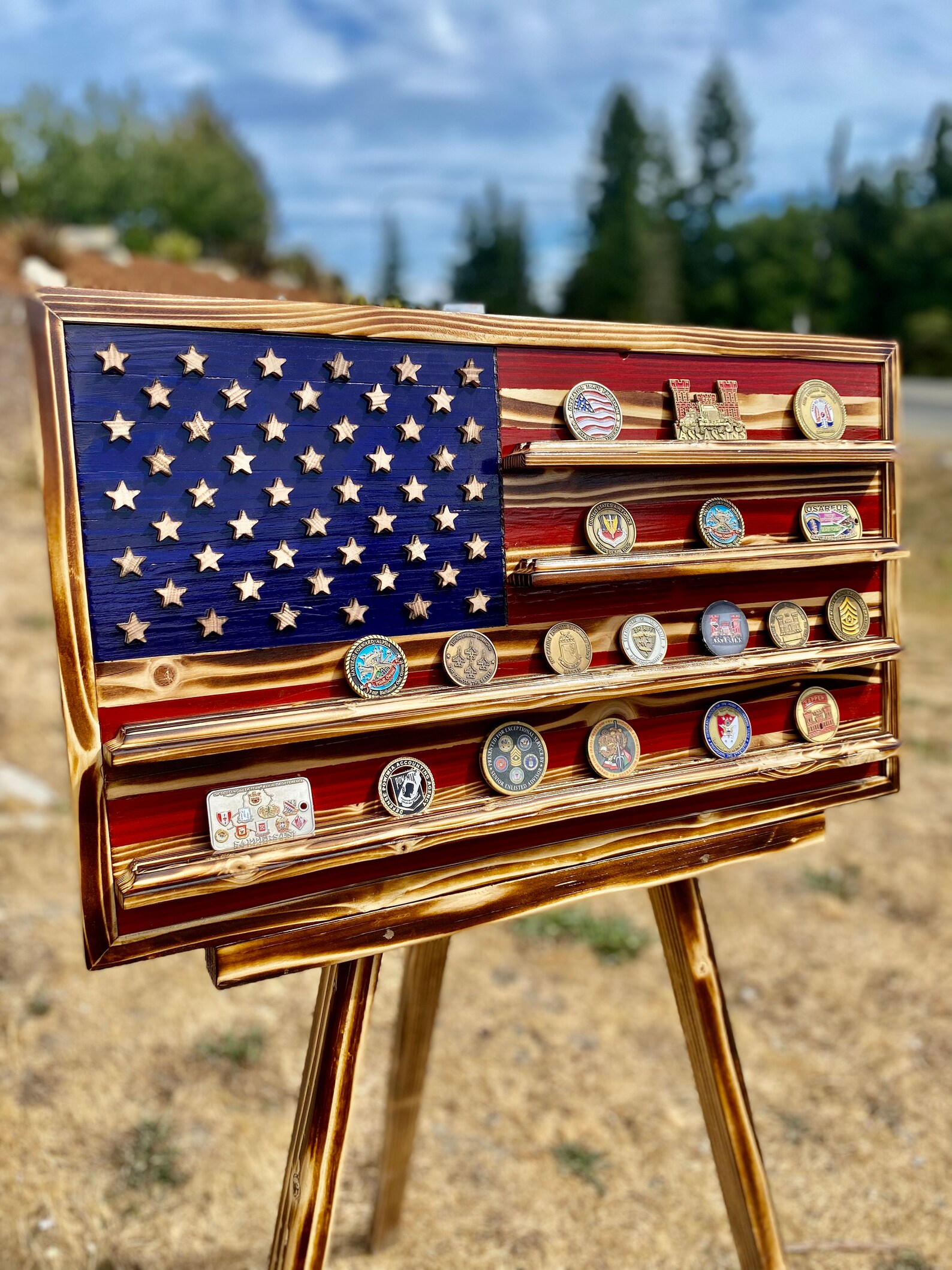 Small American Flag Challenge Coin Holder Etsy