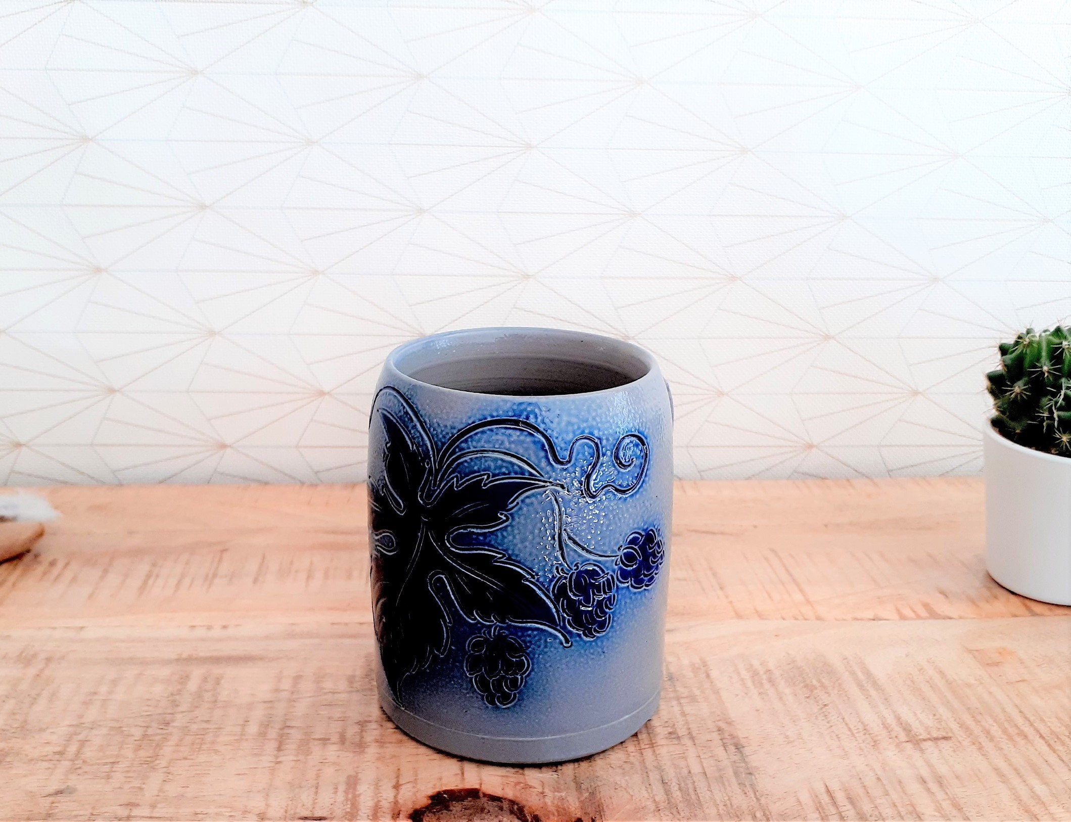 Mug Vintage en Grès Émaillé Bleu