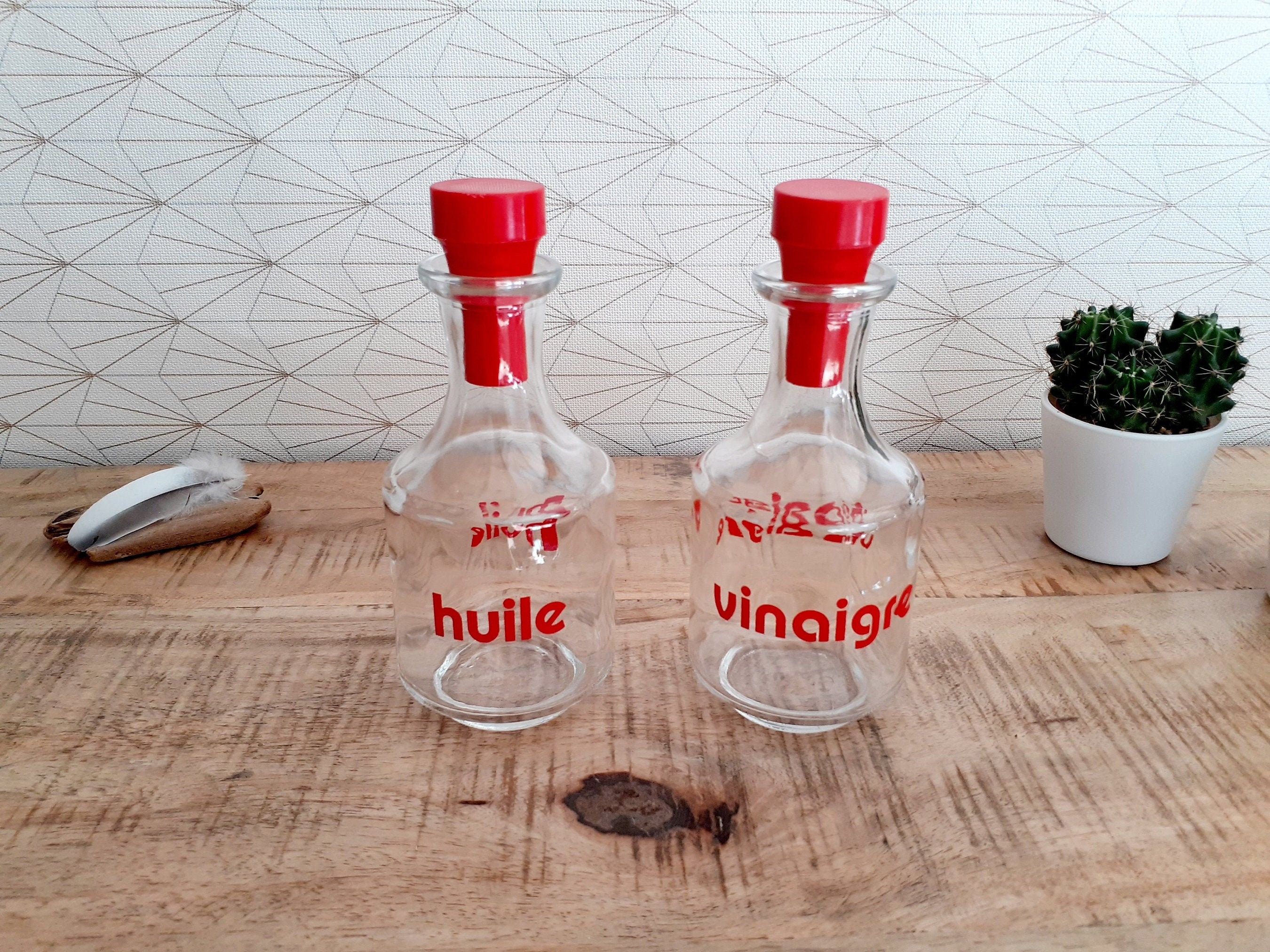 Set Vintage de Bouteilles Huile et Vinaigre