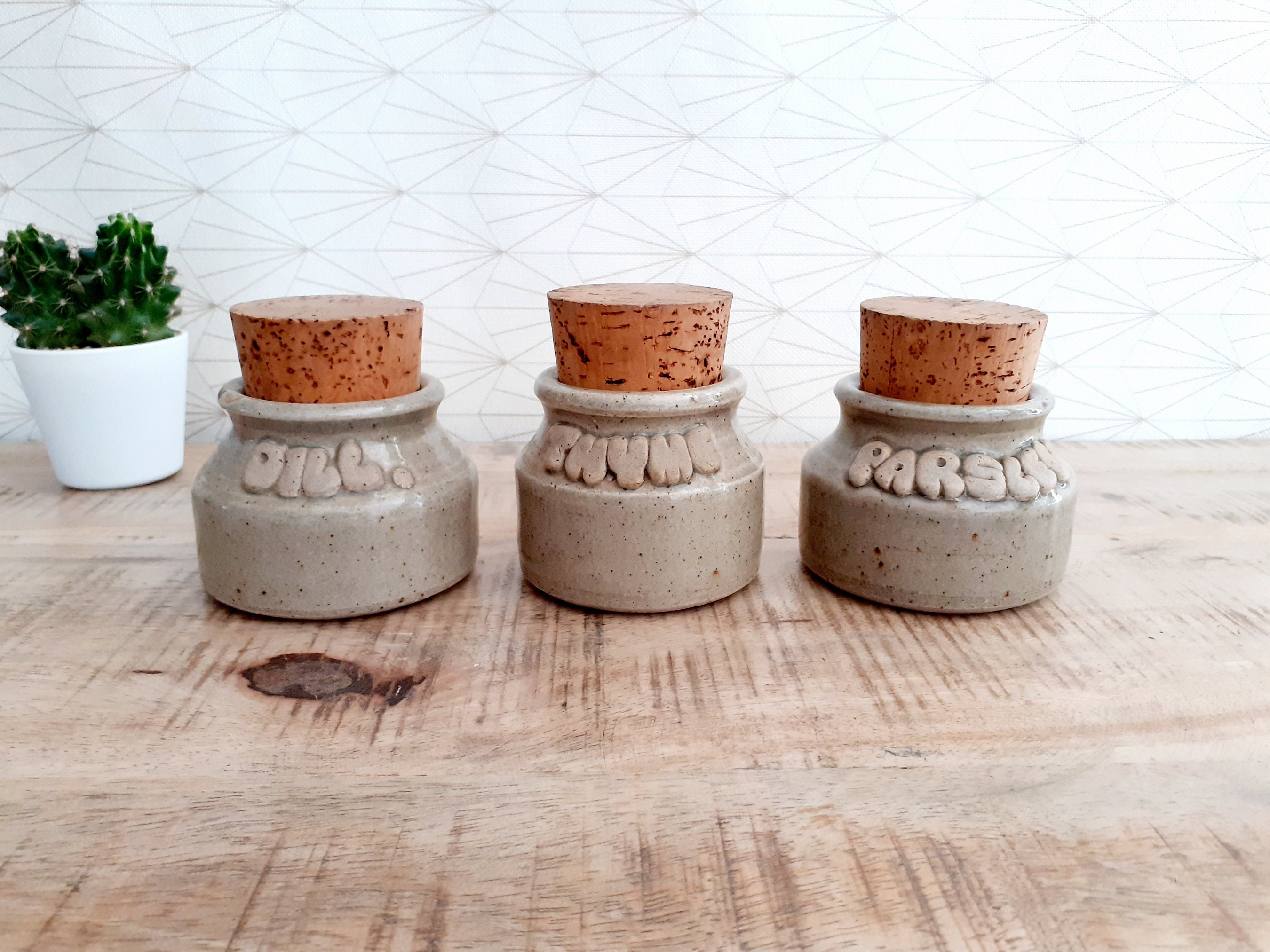 Lot de 3 Pots en Grès Vintage