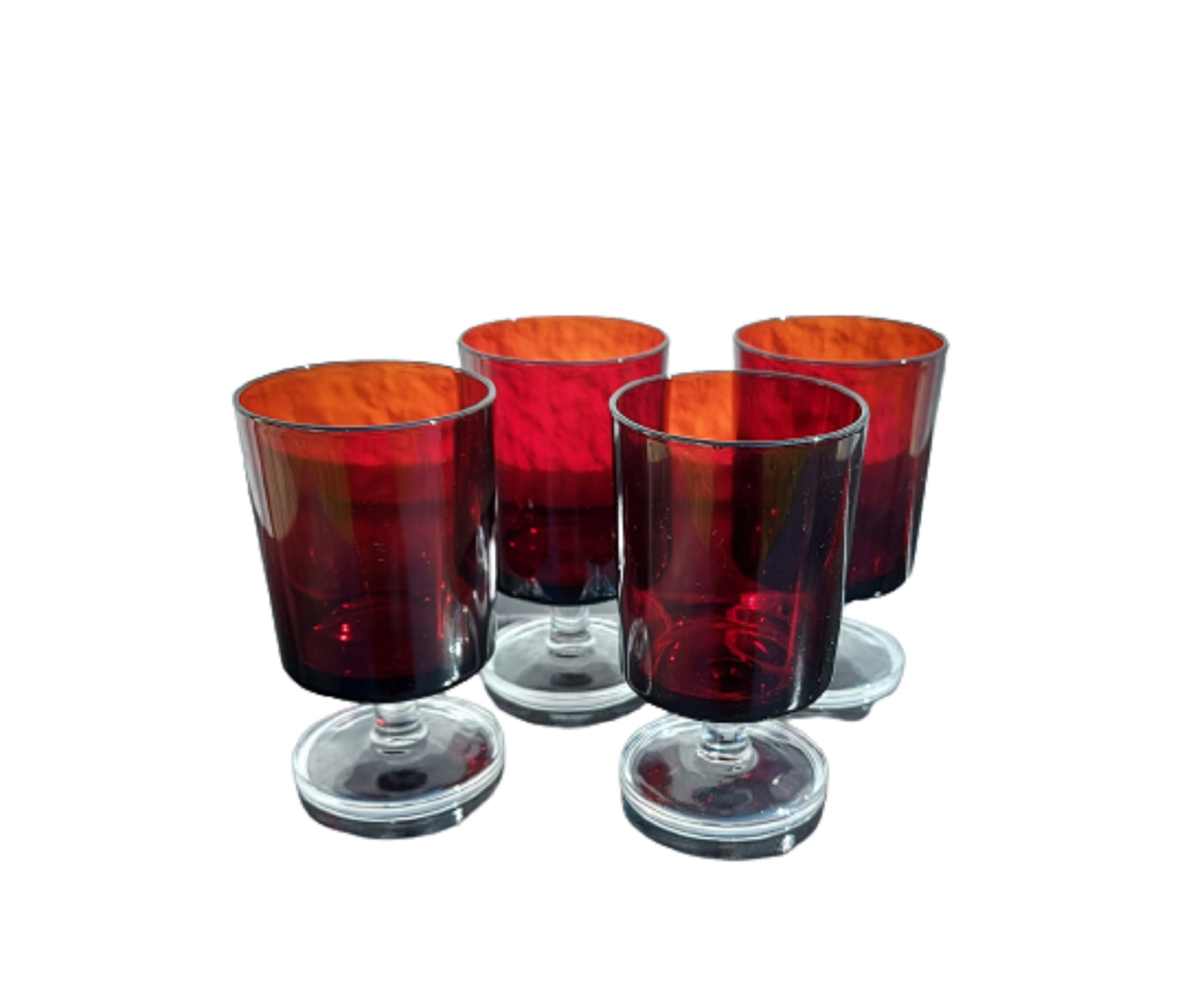 Lot de 4 Verres à Pied Vintage Rouges