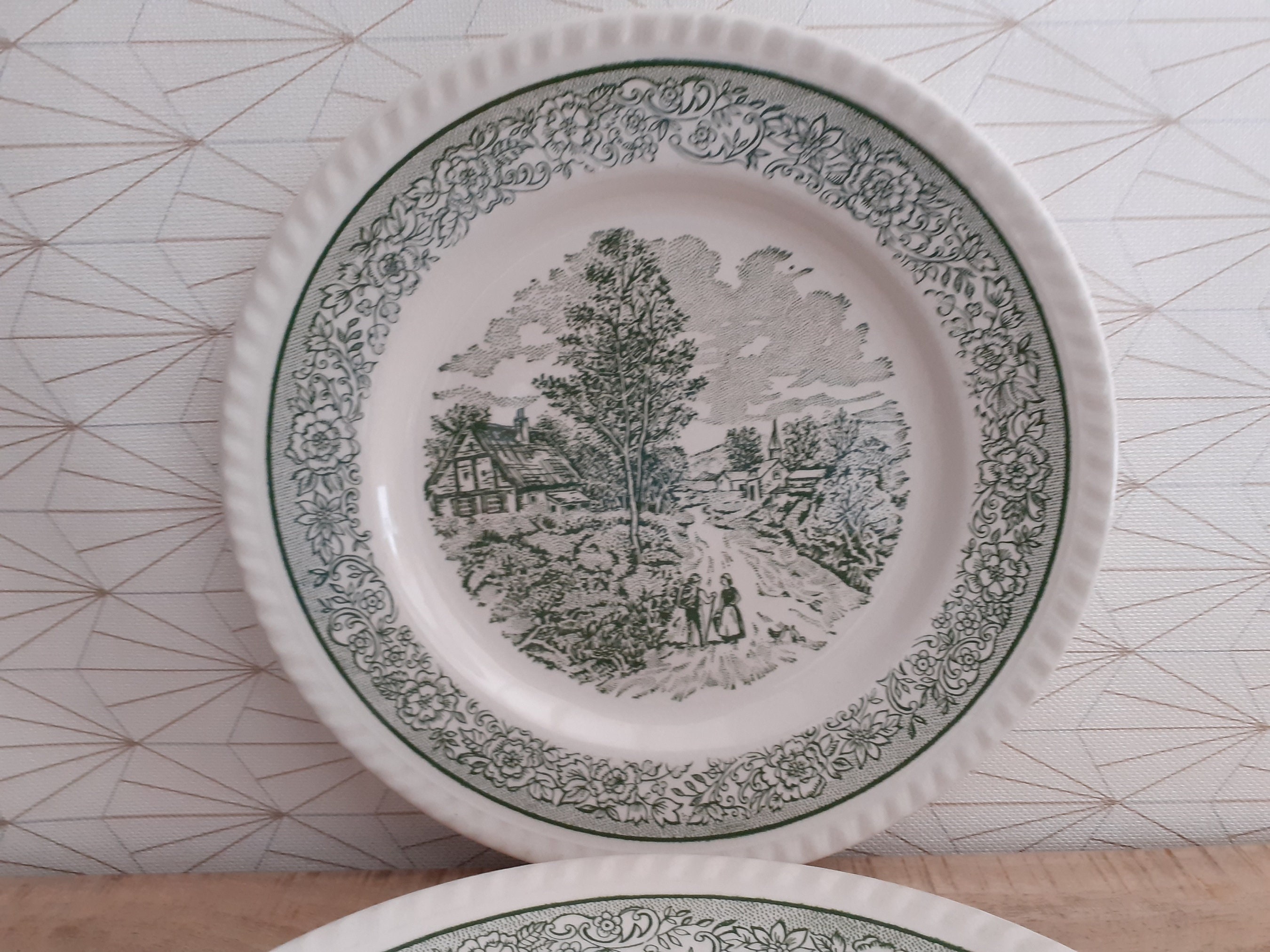 Lot de 4 Assiettes Plates en Faïence France
