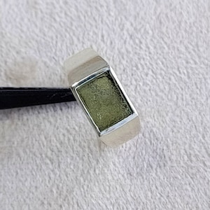 Raw Moldavite Ring, Genuine Moldavite, 925 Sterling Silver, Moldavite Signet Ring, Gift for Him/Her, Handmade Jewelry, Czech Republic