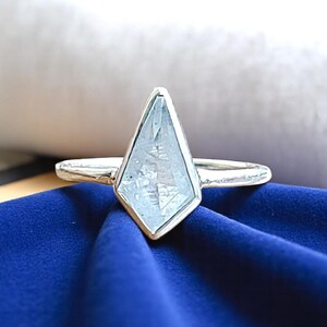 Kite Shaped Moonstone Ring: 925 Sterling Silver Geometric Statement