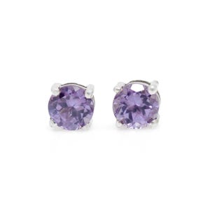 Alexandrite Studs - Dainty Alexandrite Purple Earrings -  Solitaire Studs - Wedding Gift - 925 Sterling Silver - Alexandrite Round Earrings