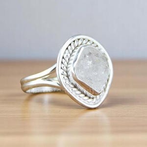 Raw Herkimer Diamond Ring - Raw Herkimer Ring - Raw Uncut Ring - 925 Sterling Silver - Engagement Ring - Herkimer Jewelry