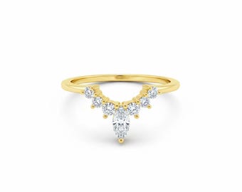 Qings Anello Chevron A Forma Di V Arcobaleno In Argento Sterling 925 Con Zirconi Colorati - Impilabile, Regalo Per Donne, Taglie 6-9 - 2